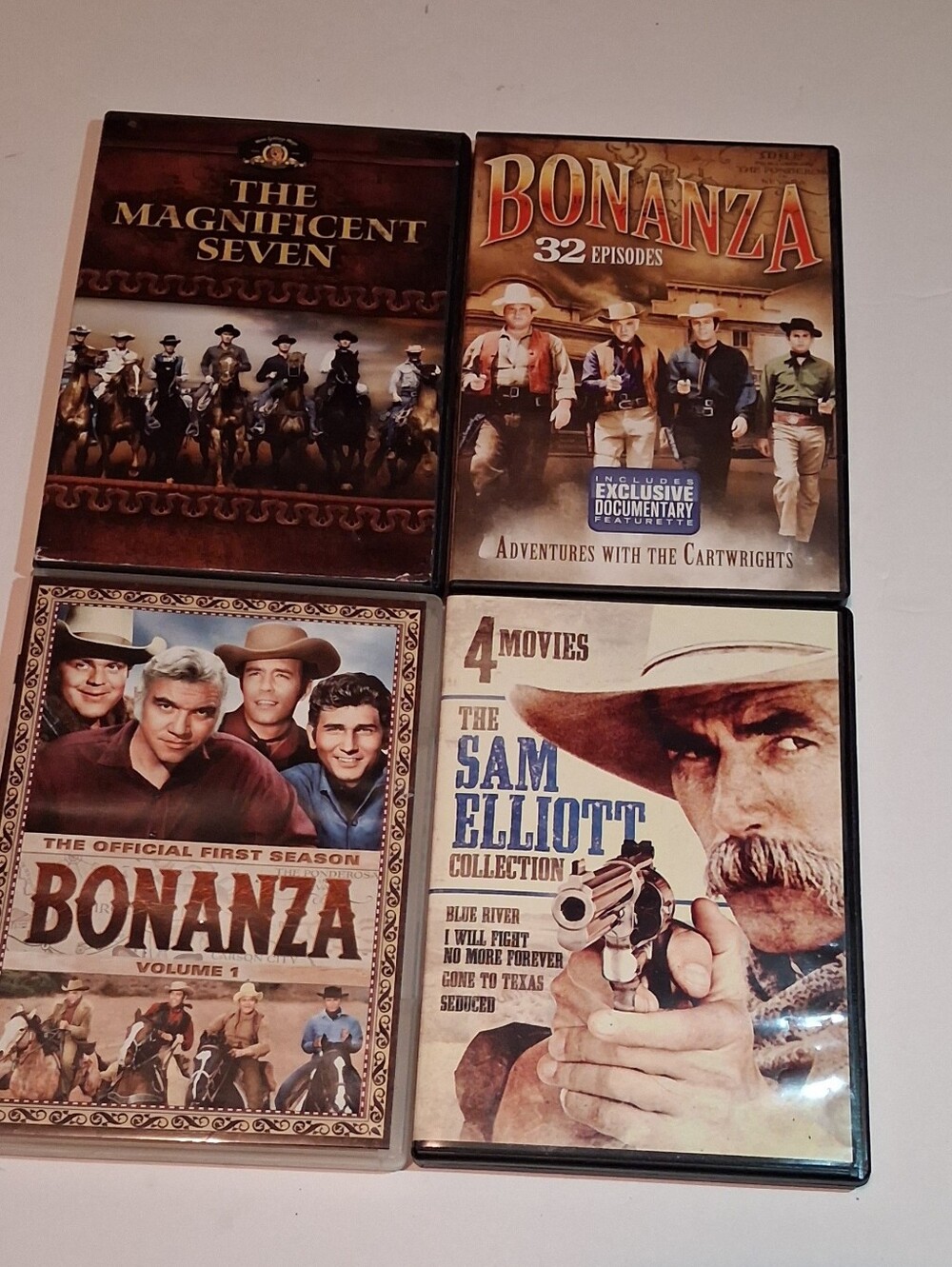 Classic Western DVD Lot - The Magnificent Seven, Bonanza, Sam Elliott Collection